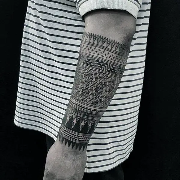 forearm-sleeve-mens-tattoo-with-badass-tribal-design