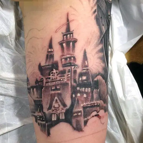 fort-castle-tattoo-design-on-mans-arm