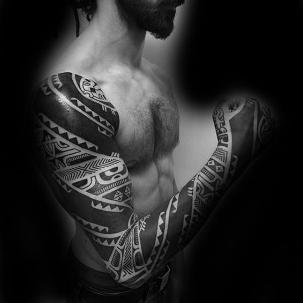 full-arm-sleeve-awesome-badass-tribal-tattoos-for-men