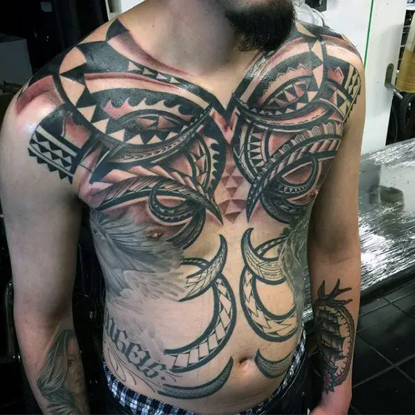 male-chest-tattoo-with-badass-tribal-design