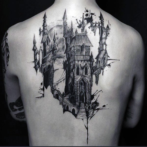 modern-watercolor-back-mens-castle-tattoos
