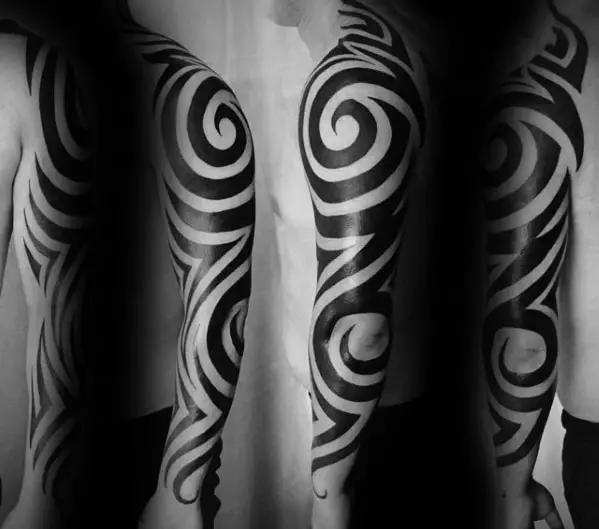 traditional-solid-black-ink-full-arm-badass-tribal-tattoo-ideas-for-males