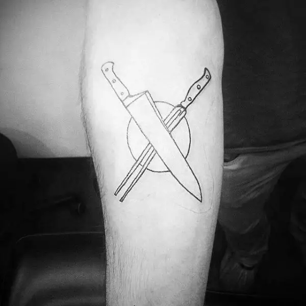 dark-outlined-culinary-tools-tattoo-male-forearms