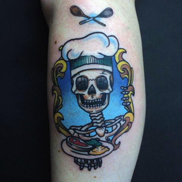 grinning-chek-skull-culinary-tattoo-guys-forearms