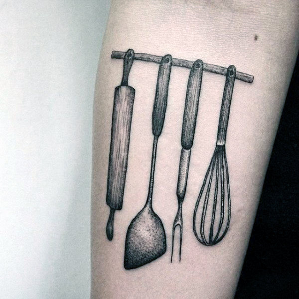 hanging-culinary-accessories-tattoo-male-forearm