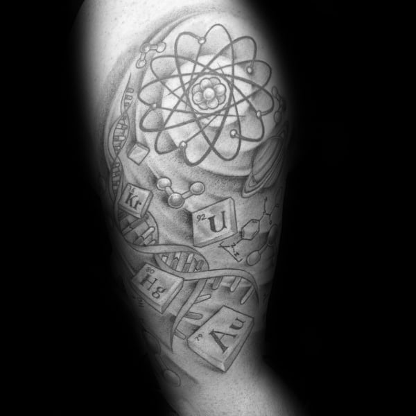 mens-elements-with-atom-and-dna-helix-chemistry-upper-arm-tattoos