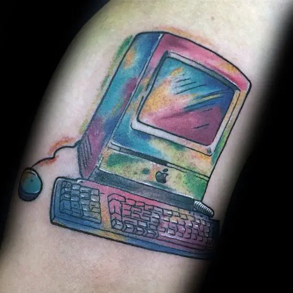 arm-watercolor-colorful-computer-mens-tattoo-designs