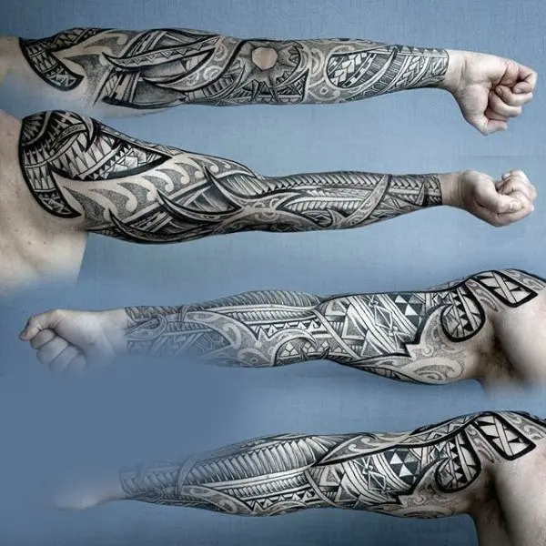 astonishing-black-dotwork-tattoo-male-sleeves