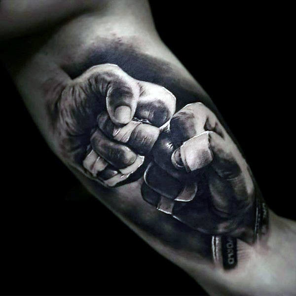 boxers-two-hands-black-ink-mens-bicep-tattoo