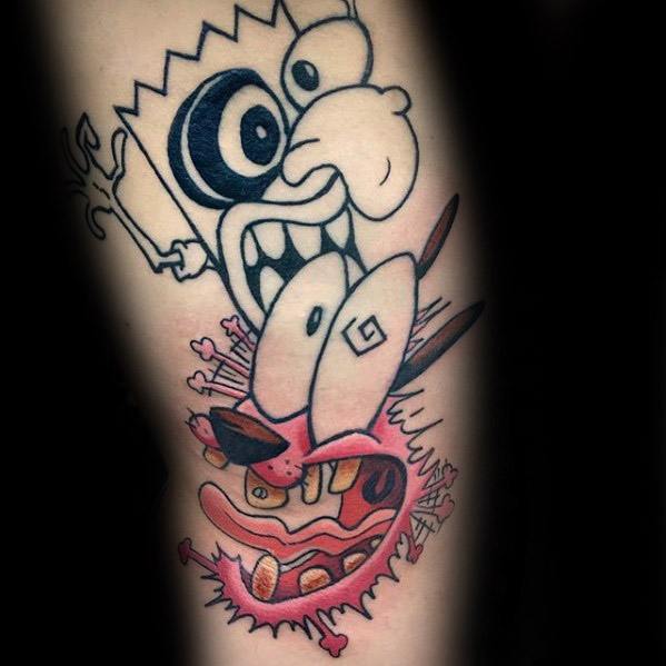 cartoon-mens-courage-the-cowardly-dog-tattoo-ideas