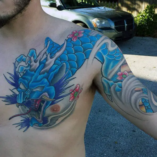 cool-blue-quarter-sleeve-tattoo-for-guys