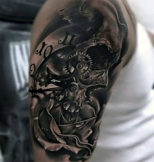gear-skull-male-quarter-sleeves-tattoo