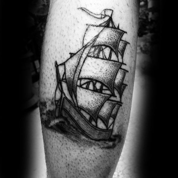 guys-legs-dotwork-ship-tattoo