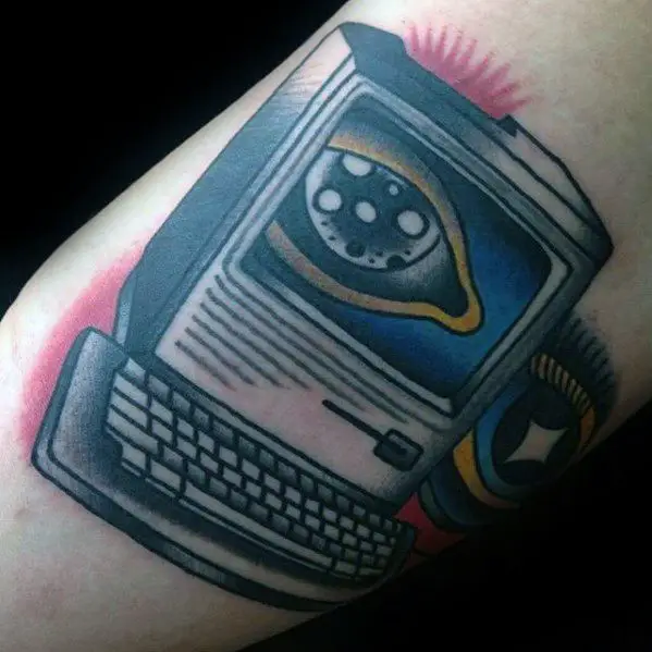 old-school-traditional-mens-cool-computer-tattoo-ideas