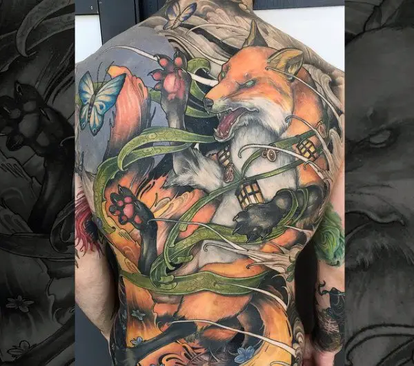 Fighting-Fox-Tattoo-mens-back