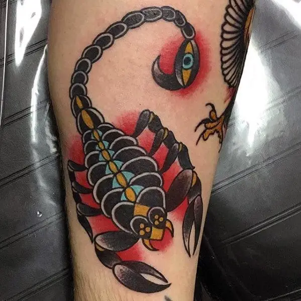 awesome-side-of-leg-male-traditional-scorpion-tattoos