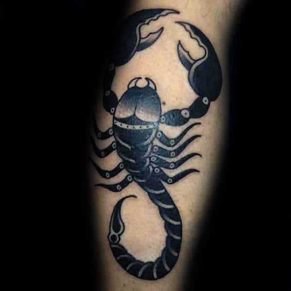 back-of-leg-traditional-scorpion-tattoo-inspiration-for-guys
