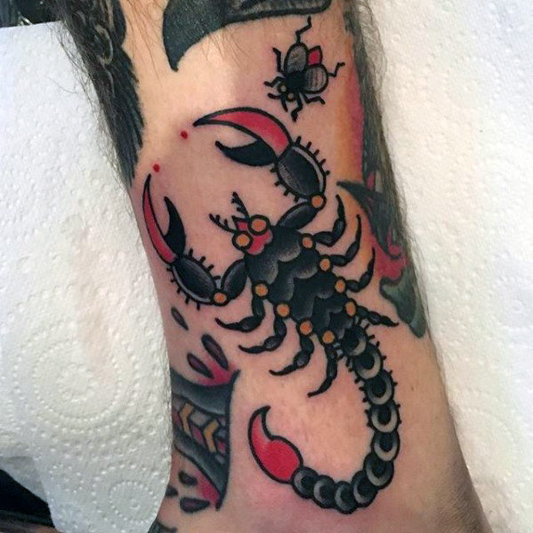 cool-old-school-mens-retro-traditional-scorpion-lower-leg-tattoo