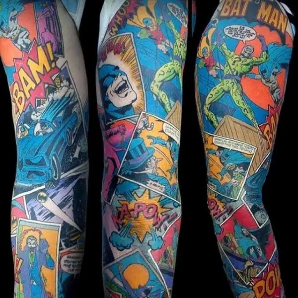 full-batman-comic-strip-arm-sleeve-tattoos-for-guys