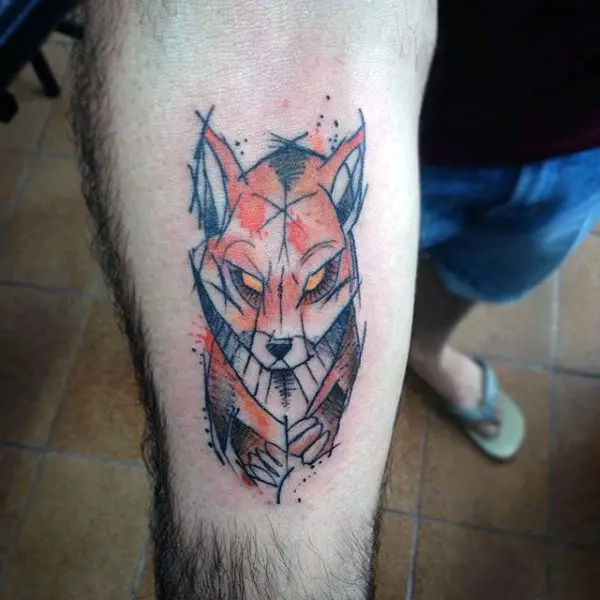 graphical-art-fox-tattoo-males-forearms