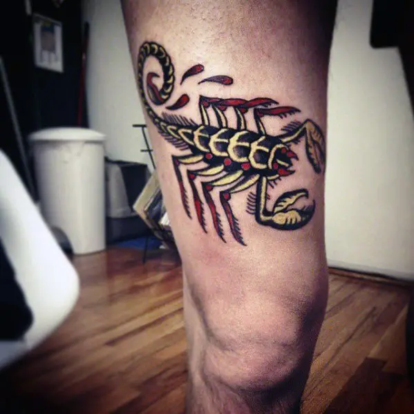 Black Scorpion Tattoo On Leg Sleeve