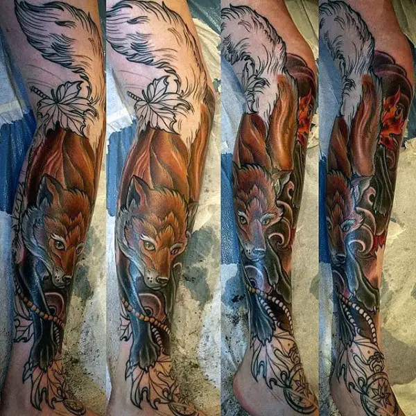 guy-with-ultimate-brown-fox-tattoo-on-legs