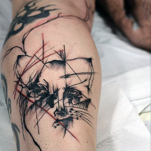 guys-forearms-black-pencil-art-fox-tatoo