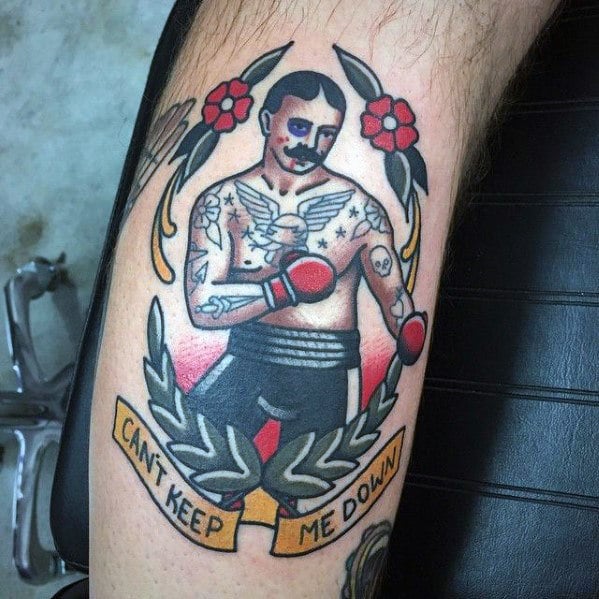 guys-traditional-boxer-with-cant-keep-me-down-banner-leg-tattoo
