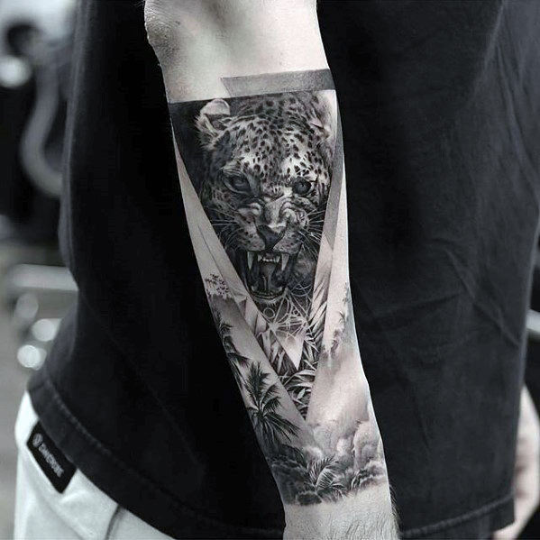 masculine-cheetah-jungle-triangle-mens-outer-forear-tattoo