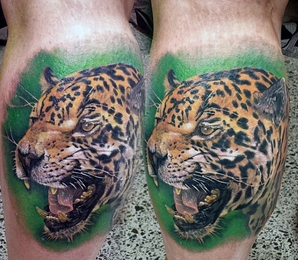 mens-back-of-leg-calf-growling-cheetah-tattoo