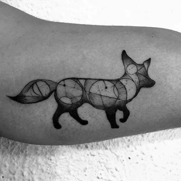 mens-forearms-black-fox-with-circles-tattoo