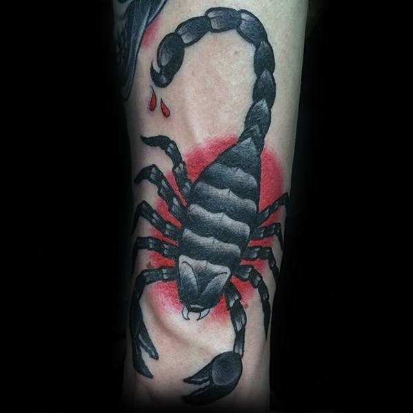 mens-inner-forearm-old-school-retro-traditional-scorpion-tattoo-ideas