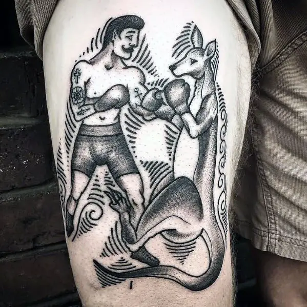 mens-thigh-traditional-boxer-with-kangaroo-tattoo-design