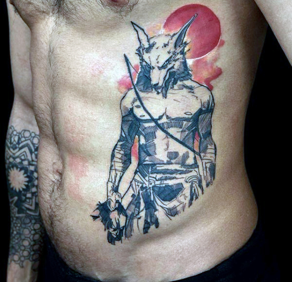 mens-torso-warrior-with-fox-head-tattoo