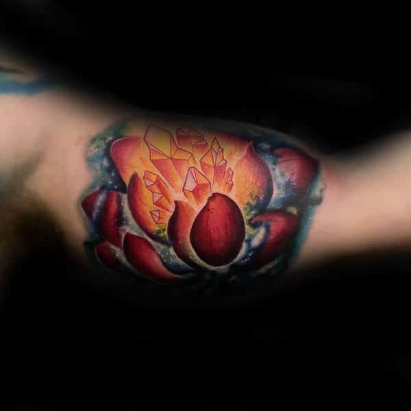 amazing-3d-lotus-flower-mens-bicep-tattoos