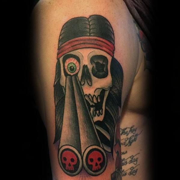 amazing-mens-shotgun-skulls-tattoo-designs