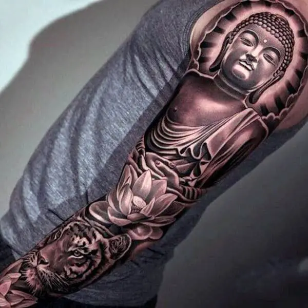 chicano-lotus-flower-mens-buddha-sleeve-tattoos