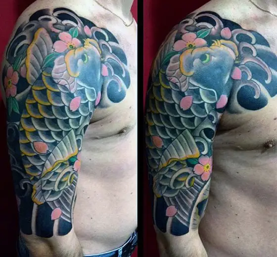 cool-japanese-half-sleeve-koi-fish-tattoo-for-men