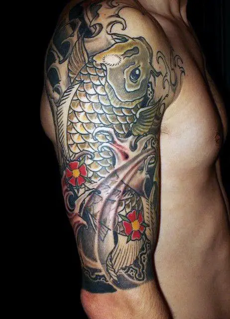 dragon-koi-fish-mens-tattoos-half-sleeve