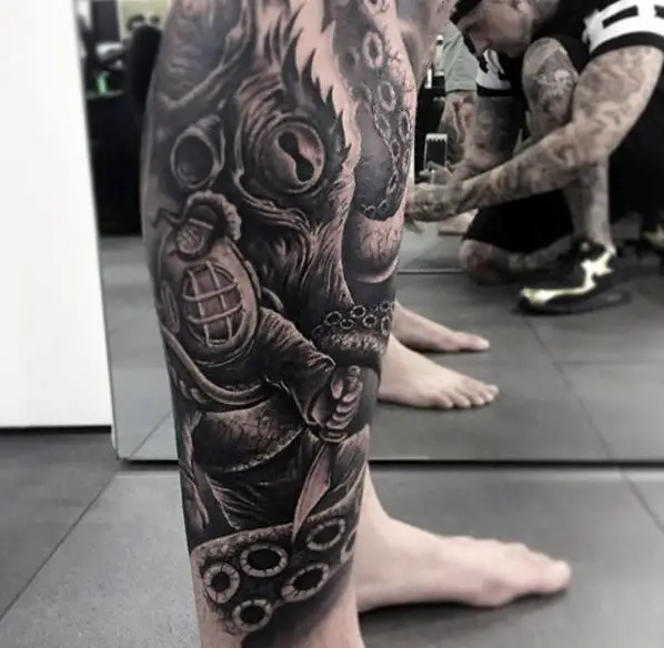 60 Diving Helmet Tattoo Designs For Men  Deep Sea Ideas