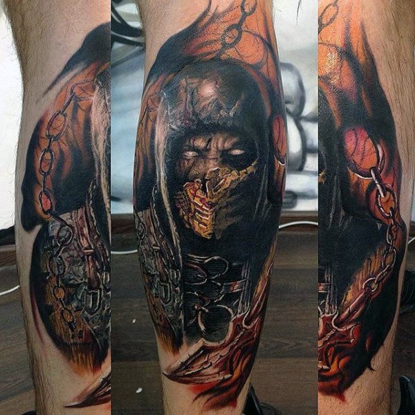 guys-mortal-kombat-scorpion-leg-tattoos