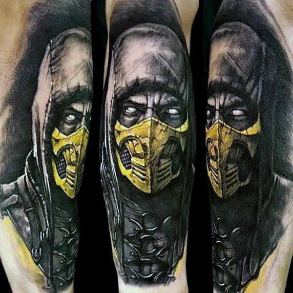 guys-scorpion-mortal-kombat-arm-tattoo-with-black-ink-watercolor-background