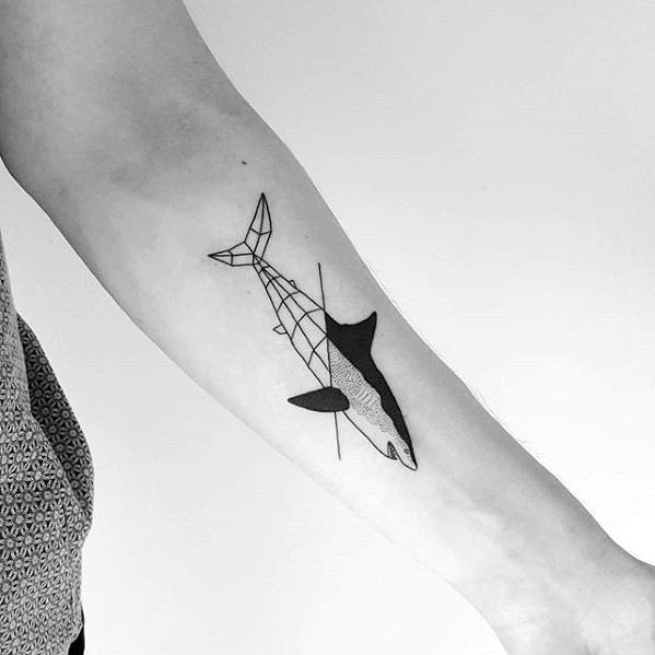 guys-simple-forearm-geometric-shark-tattoo