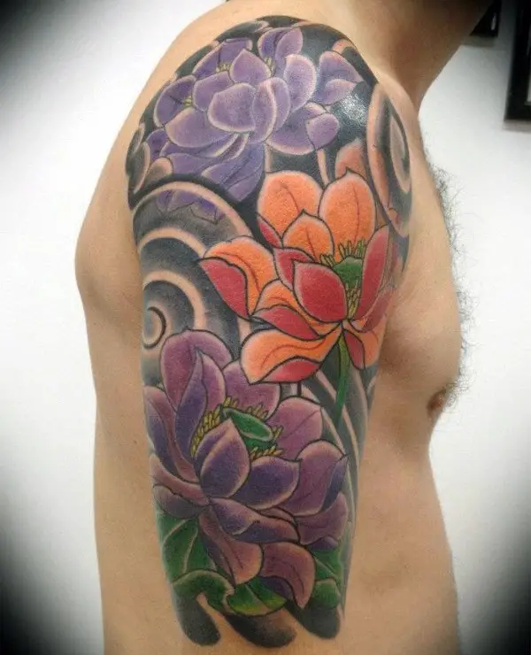 half-sleeve-japanese-lotus-flower-tattoo-for-men