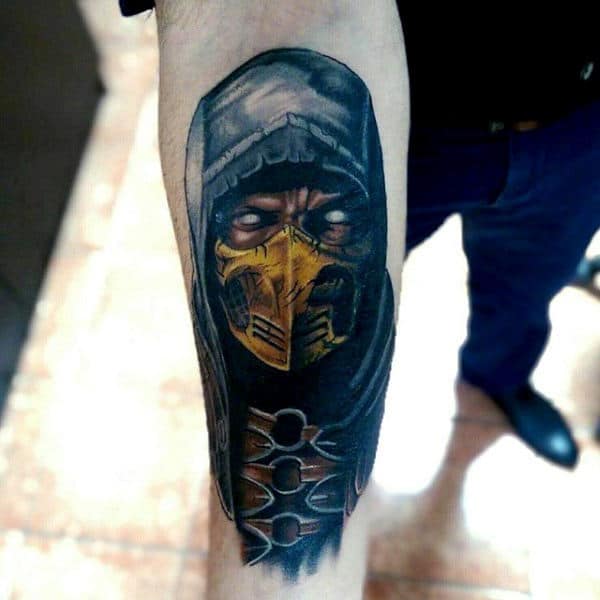 inner-forearm-tattoo-of-mortal-kombat-character-scorpion-for-men