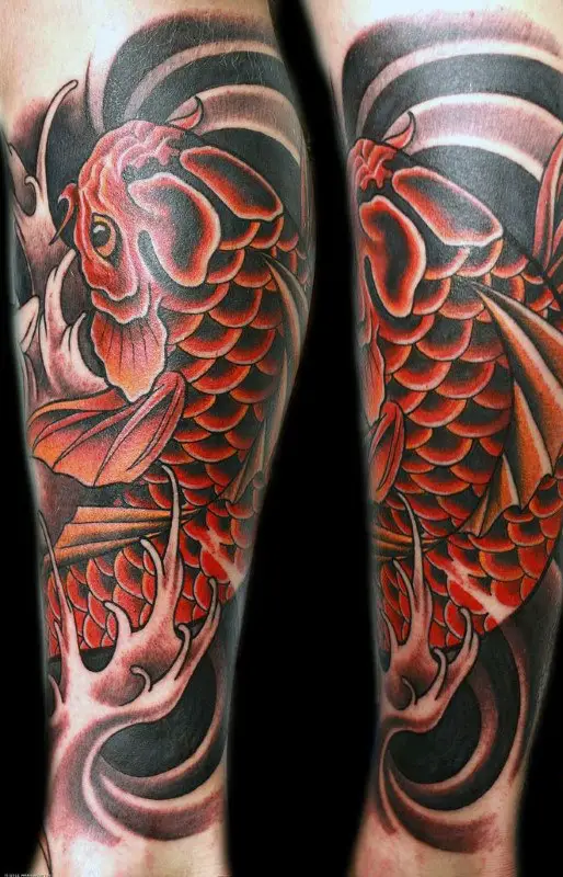 dragon koi fish tattoo forearm