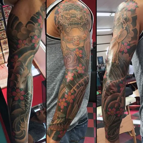 koi-fish-arm-tattoo-for-men-sleeve