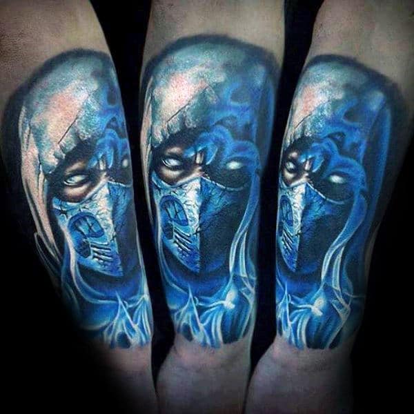 male-with-blue-ink-sub-zero-mortal-kombat-quarter-sleeve-tattoo
