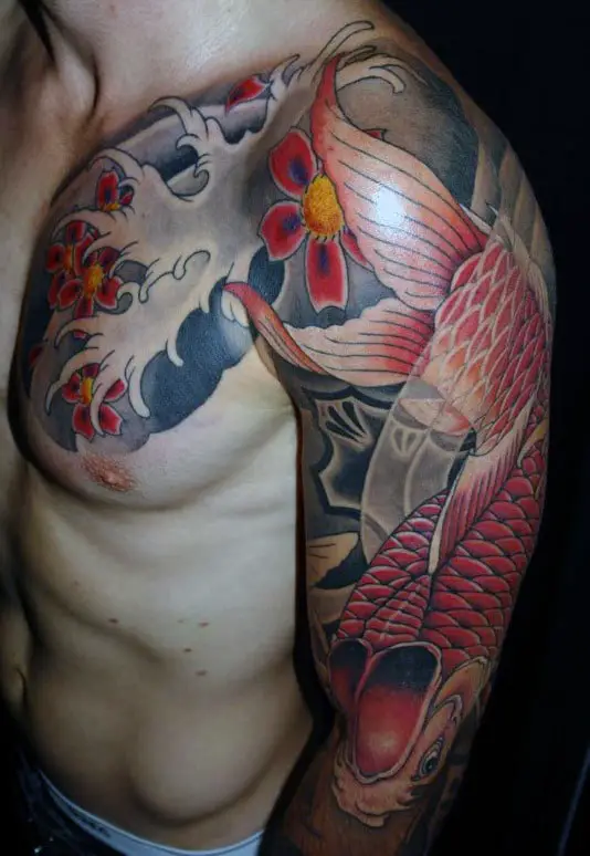 manly-red-and-blue-koi-fish-mens-tattoo