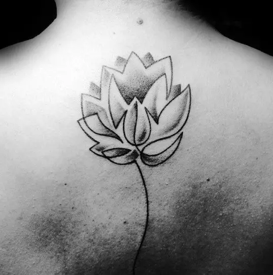 mens-minimalist-lotus-flower-shaded-back-tattoo